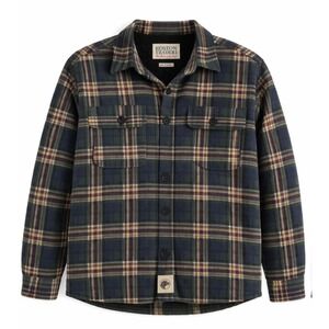 Boston Traders Mens Plush Sherpa‎ Lined Flannel Shirt Jacket Plaid Green Blue Lg